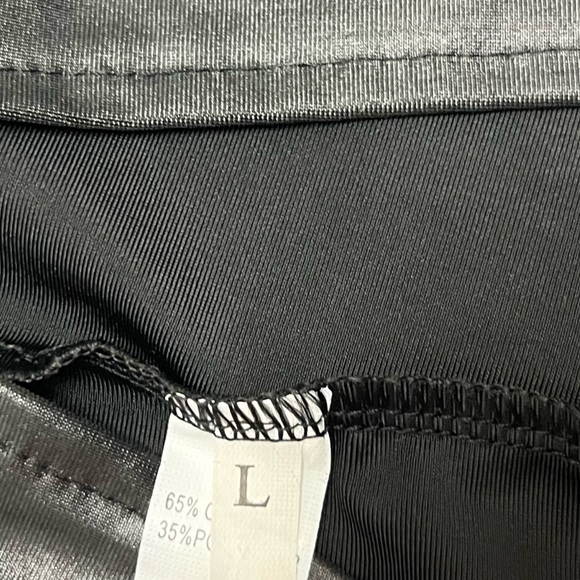 NWOT 💣🔥🖤 gorgeous Black Faux Leather Midi dress size L - Picture 15 of 16